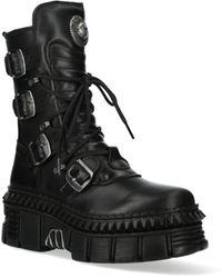 New Rock - Mid-Calf Leather Platform Boots-Wall373-S6 - Lyst