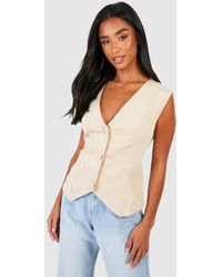 Boohoo - Petite Tailored Woven Waistcoat - Lyst