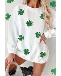 Azura Exchange - Pailletten Klaver Applicatie Sweatshirt - Lyst