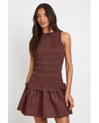 Boohoo - Tall Shirred Racer Neck Smock Dress - Lyst