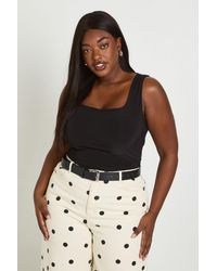 Boohoo - Plus Double Layer Slinky Square Neck Bodysuit - Lyst