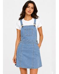 Gini London - Light Denim Dungaree Pinafore Dress - Lyst