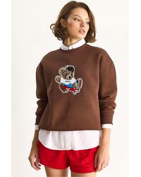 Bianco Lucci - Embroidered Crew Neck Long Sleeve Sweatshirt - Lyst