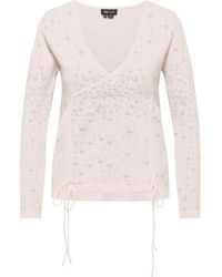 myMo - Strickpullover Damen Rosa Silber - Lyst