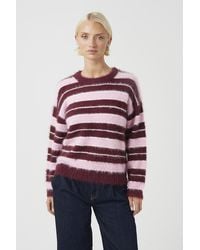 Brave Soul - Fluffy Striped Crew Neck Jumper - Lyst