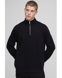 BoohooMAN - Basic Quarter Zip Funnel Neck Sweatshirt - Lyst