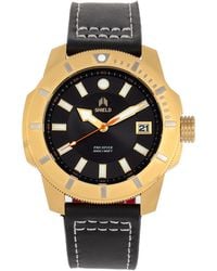 Shield - Shaw Leather-Band Diver Watch W/Date - Lyst