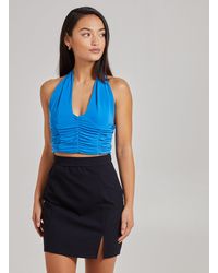 Pink Vanilla - Gathered Halter Neck Slinky Top - Lyst