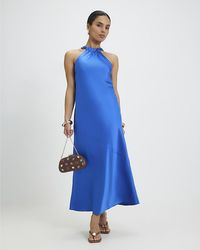 River Island - Slip Midi Dress Petite Halter Neck Back - Lyst