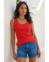 Roman - Lace Trim Ribbed Vest - Lyst