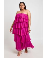 Boohoo - Plus Chiffon Layered Ruffle Maxi Dress - Lyst
