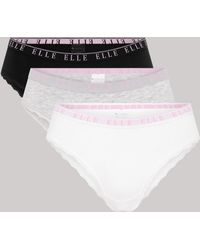 Elle - Multi Pack (3) Cotton Lace Trim Tipped Brazilian - Lyst