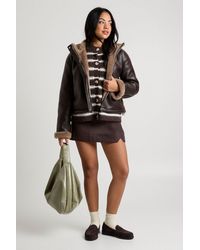 Boohoo - Fur Lined High Neck Aviator Jacket - Lyst