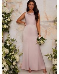 Chi Chi London - Cowl Neck Satin Slip Maxi Dress - Lyst
