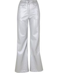 Amy Lynn - Amylynn Lupe Metal Badge Solid Patterned Flared Trousers - Lyst
