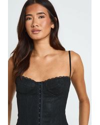 Boohoo - Lace Hook And Eye Corset Top - Lyst