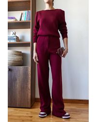 Bianco Lucci - Ribbed Knit Co-Ord Set With Crew Neck - Lyst