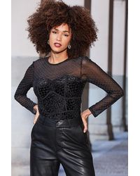 Sosandar - Sparkle Velvet Mesh Sleeve Top - Lyst