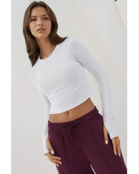 Hiccup - Elastische Crew Neck Lange Mouwen Crop Top - Lyst