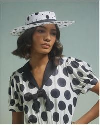 River Island - Premium Sasha Polka Dot Boater Hat - Lyst