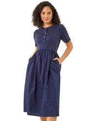 Roman - Buttoned Pocket Stretch Midi Dress - Lyst