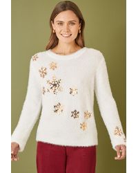 Mela London - Sequin Snowflake Fluffy Jumper - Lyst