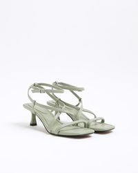 River Island - Strappy Sandals Wide Fit Kitten Heel Pu - Lyst