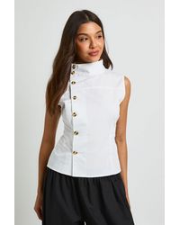 Boohoo - Cotton Funnel Neck Sleeveless Shirt - Lyst