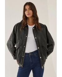 Hiccup - Oversized Faux Leather Jacket With Double Pockets - Lyst