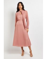 Wallis - Clipped Tie Neck Pleated Shirt Dress - Lyst