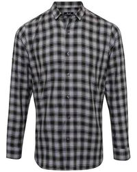 PREMIER - Mulligan Checked Cotton Long-Sleeved Shirt (Steel/ - Lyst