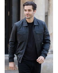 Ashwood Leather - 'Torino Classic' Real Classic Bomber Jacket With Brando Collar - Lyst