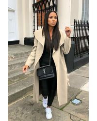 Femme Luxe - Waterfall Duster Belted Long Coat - Lyst