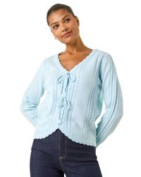 Roman - Bow Front Buttoned Knit Cardigan - Lyst