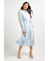 Wallis - Embroidered Organza Midi Shirt Dress - Lyst
