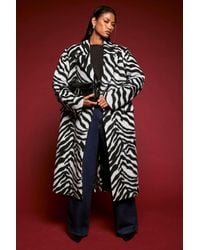 Boohoo - Maxi Zebra Wool Look Coat - Lyst