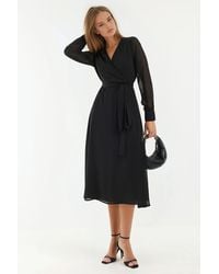 Hiccup - Double Breasted A-Form Tulle Midi Dress With Waistband - Lyst