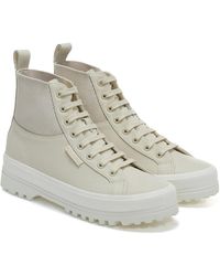 Superga - Ladies 2644 Alpina Knitted Nappa Leather High Tops (Light Eggshell/Avorio) - Lyst
