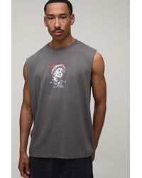 BoohooMAN - Oversized Renaissance Micro Print Tank Cotton - Lyst