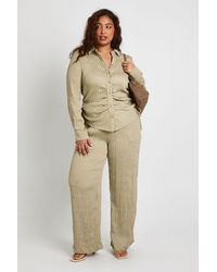 Boohoo - Plus Textured Shirt And Trouser Co Ord - Lyst