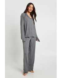 Boohoo - Tall Soft Touch Button Through Shirt And Trouser Pyjama Set - Lyst