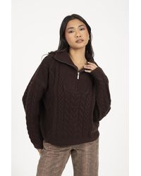Brave Soul - Quarter Zip Cable Knit Jumper - Lyst