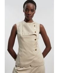 Karen Millen - Tailored Linen Button Front Top - Lyst