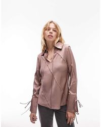 TOPSHOP - Satin Raw Edge Top - Lyst