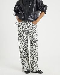 River Island - Straight Leg Jeans Petite Leopard Print Cotton - Lyst
