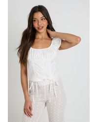Boohoo - Button Down Puff Sleeve Top - Lyst