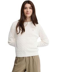 POLO CLUB - Crew Neck Cable Knit Sweater Pullover19 - Lyst