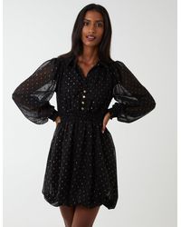 Blue Vanilla - Shirred Waist & Puff Hem Shirt Dress - Lyst