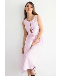 Hiccup - Striped Sleeveless Tie-Front Midi Dress - Lyst