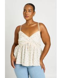 Boohoo - Plus Ditsy Strappy Peplum Top - Lyst